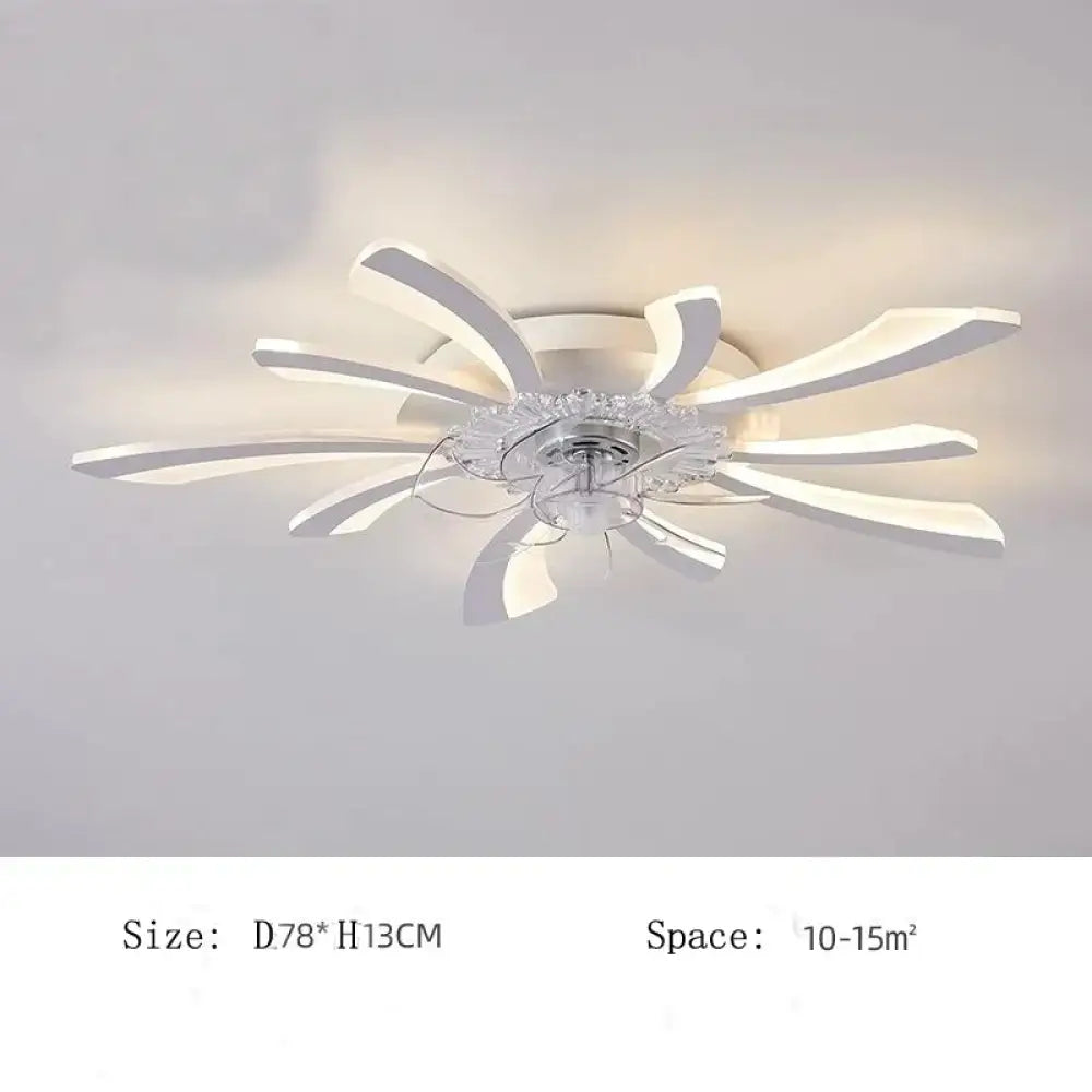Modern minimalist dandelion fan ceiling lamp D78x13CM / White light / White Ceiling