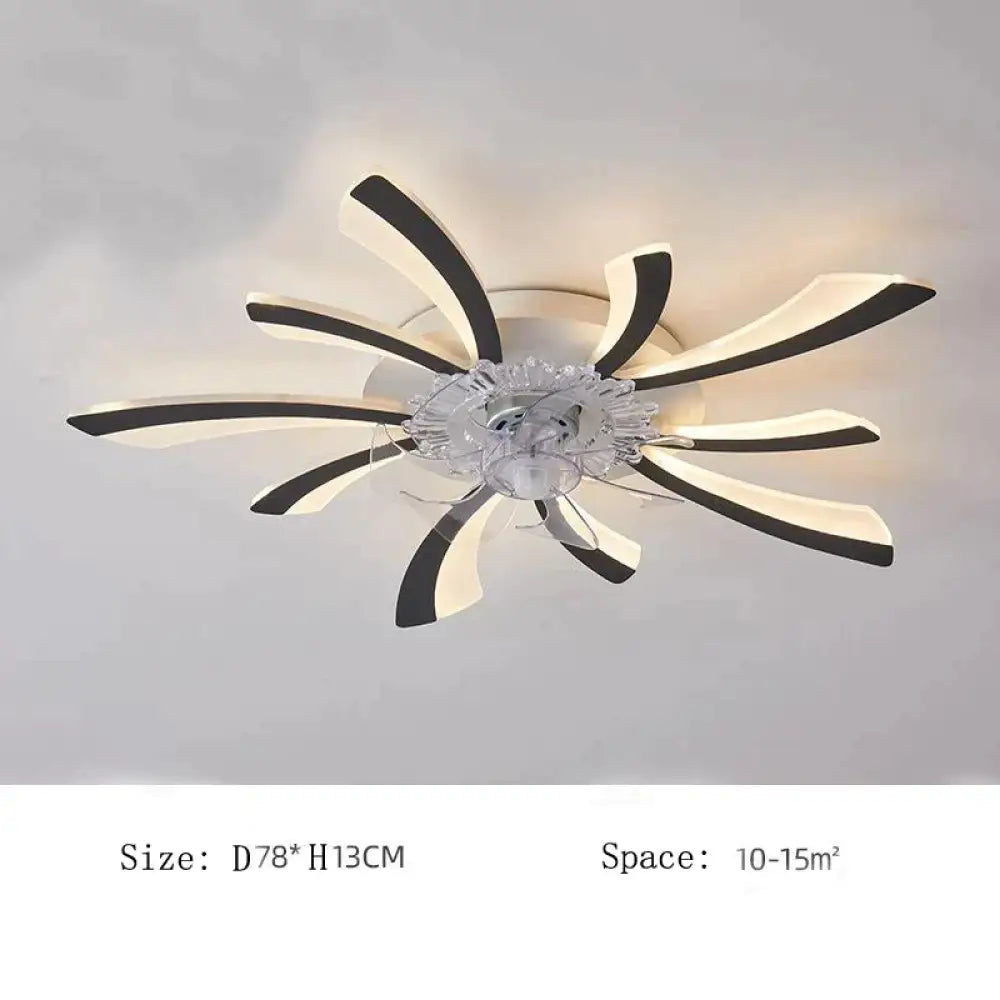 Modern minimalist dandelion fan ceiling lamp D78x13CM / White light / black Ceiling