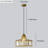Modern Minimalist Drum Crystal Pendant Light With 1-Light For Dining Room Hanging