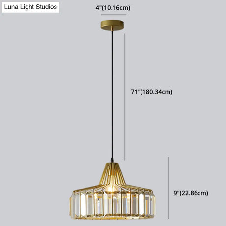 Modern Minimalist Drum Crystal Pendant Light With 1-Light For Dining Room Hanging