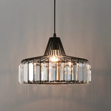Modern Crystal Drum Pendant Light For Minimalist Dining Room