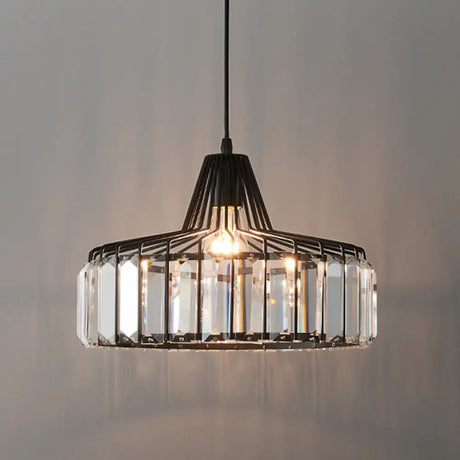 Modern Crystal Drum Pendant Light For Minimalist Dining Room