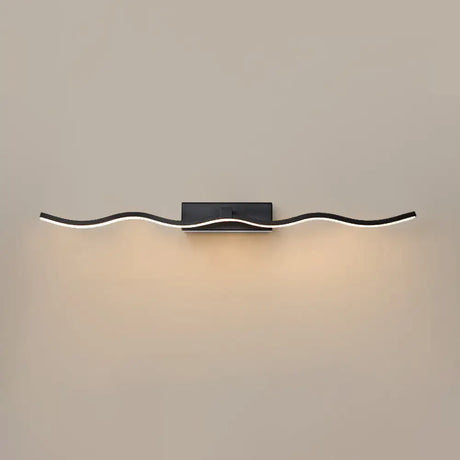 Modern Minimalist Metal Wall Vanity Light With Waving Design Black / 23.5
