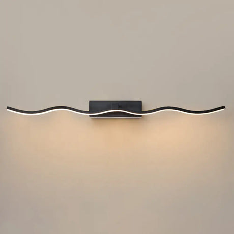 Modern Minimalist Metal Wall Vanity Light With Waving Design Black / 31.5