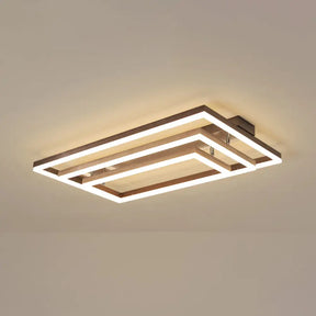 Modern Minimalist Rectangle Ceiling Lamp - Led Flush Mount Lighting In Brown / 3 Tiers White