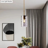 Modern Minimalist Ripple Glass Hanging Pendant Lamp For Dining Room - 1-Light Cylinder Design