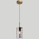 Modern Minimalist Ripple Glass Hanging Pendant Lamp For Dining Room - 1-Light Cylinder Design Smoke