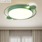 Modern Minimalist Round Flushmount Led Ceiling Light In Metallic Black/White/Grey With Stylish Ring