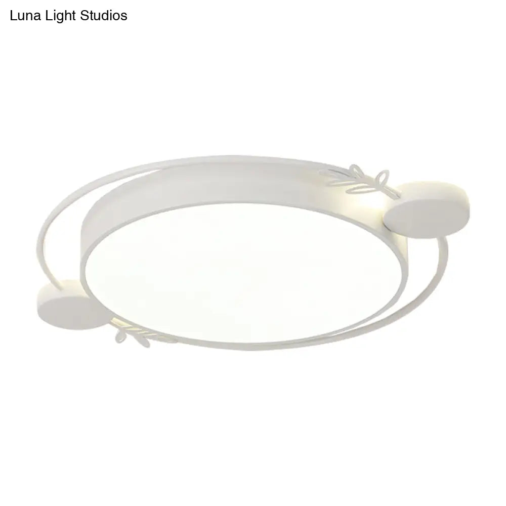 Modern Minimalist Round Flushmount Led Ceiling Light In Metallic Black/White/Grey With Stylish Ring