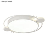 Modern Minimalist Round Flushmount Led Ceiling Light In Metallic Black/White/Grey With Stylish Ring