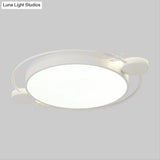 Modern Minimalist Round Flushmount Led Ceiling Light In Metallic Black/White/Grey With Stylish Ring
