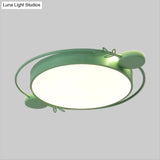 Modern Minimalist Round Flushmount Led Ceiling Light In Metallic Black/White/Grey With Stylish Ring