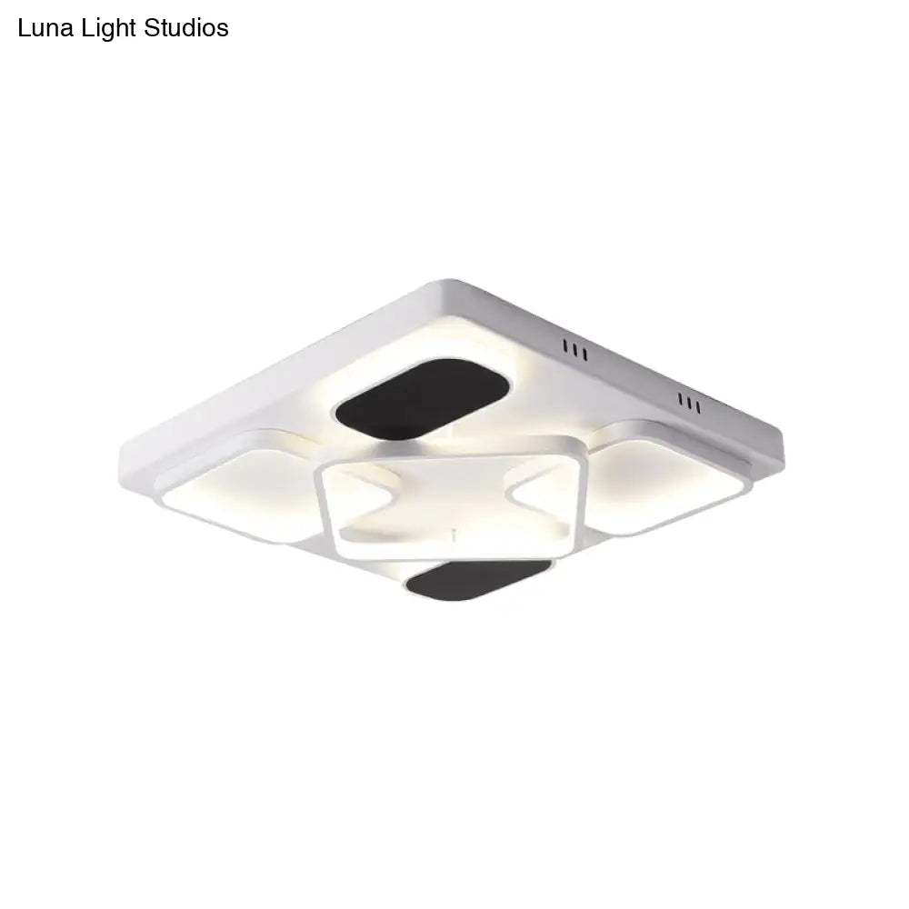 Modern Minimalist Square Flush Ceiling Light In Black – Acrylic Shade Led 21.5’/27.5’ Width