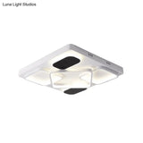 Modern Minimalist Square Flush Ceiling Light In Black – Acrylic Shade Led 21.5’/27.5’ Width
