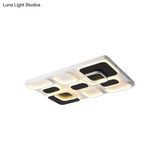 Modern Minimalist Square Flush Ceiling Light In Black – Acrylic Shade Led 21.5’/27.5’ Width