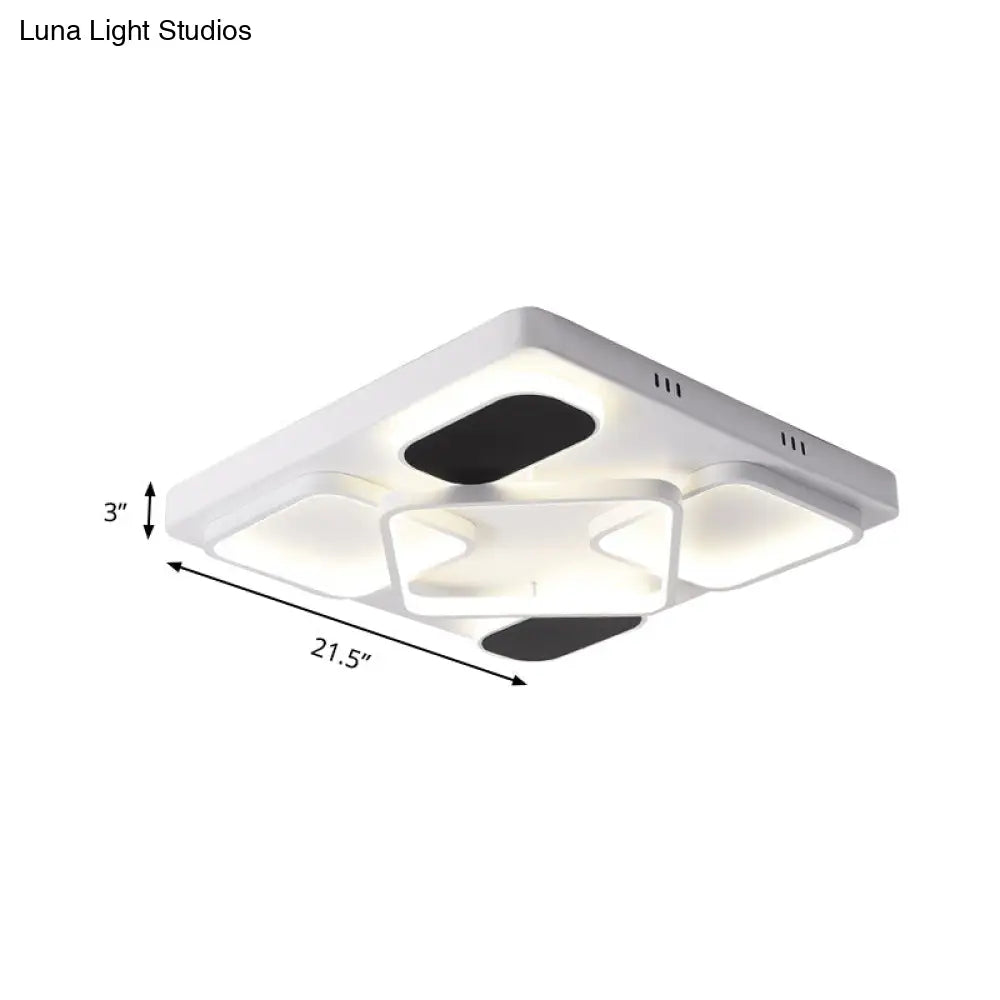 Modern Minimalist Square Flush Ceiling Light In Black – Acrylic Shade Led 21.5’/27.5’ Width