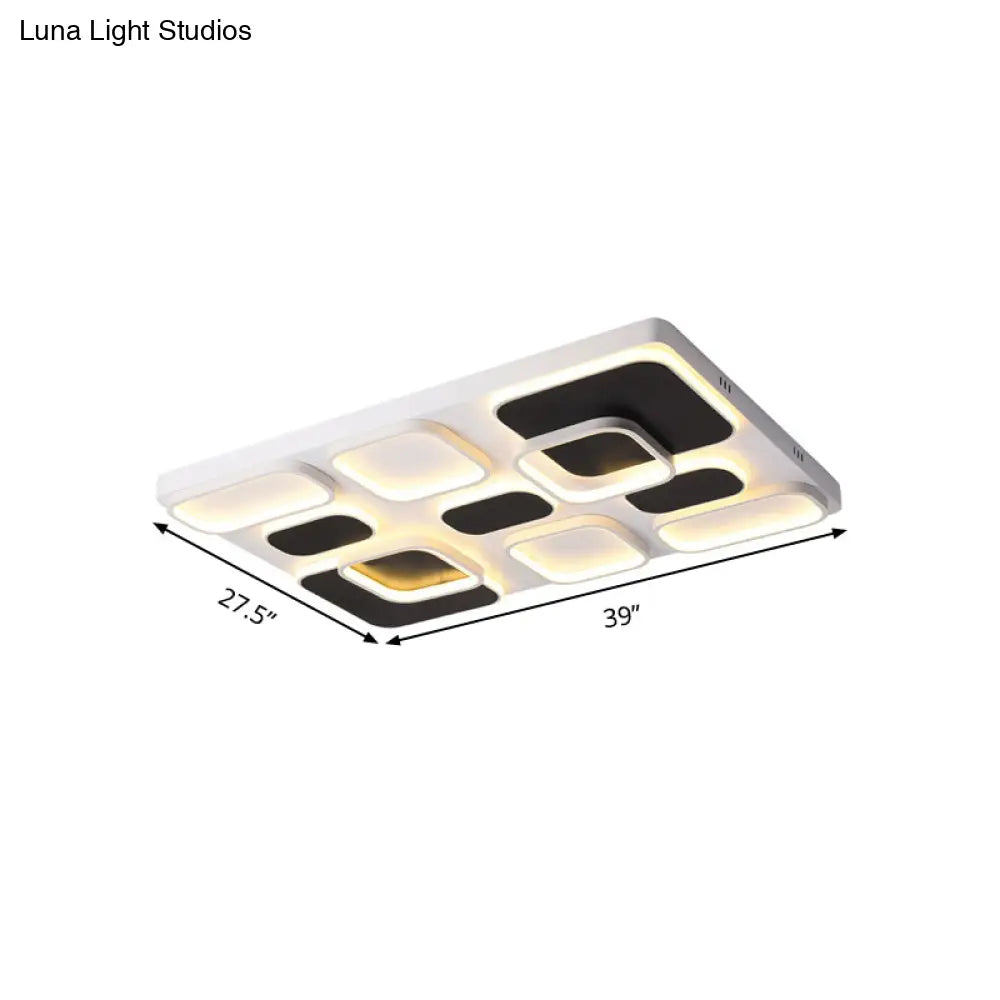 Modern Minimalist Square Flush Ceiling Light In Black – Acrylic Shade Led 21.5’/27.5’ Width