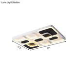 Modern Minimalist Square Flush Ceiling Light In Black – Acrylic Shade Led 21.5’/27.5’ Width
