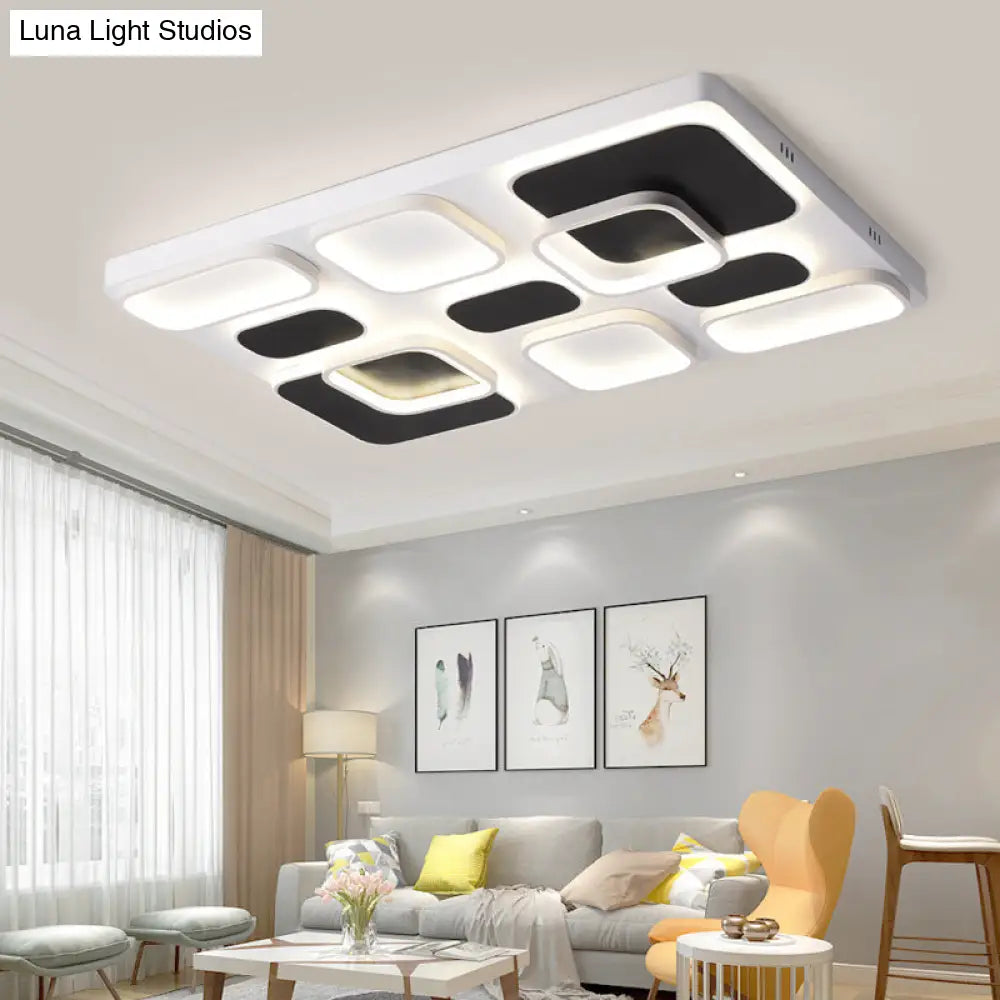 Modern Minimalist Square Flush Ceiling Light In Black – Acrylic Shade Led 21.5’/27.5’ Width