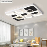 Modern Minimalist Square Flush Ceiling Light In Black – Acrylic Shade Led 21.5’/27.5’ Width