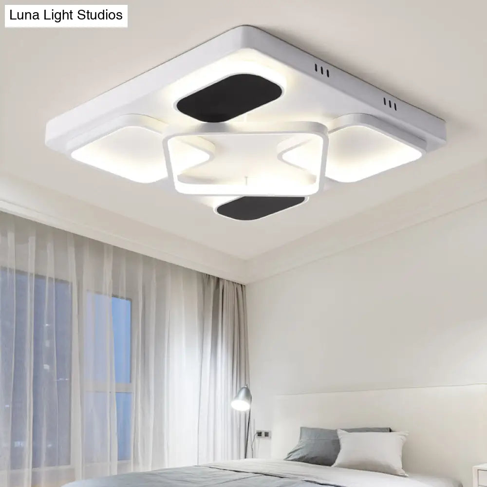 Modern Minimalist Square Flush Ceiling Light In Black – Acrylic Shade Led 21.5’/27.5’ Width