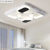 Modern Minimalist Square Flush Ceiling Light In Black – Acrylic Shade Led 21.5’/27.5’ Width