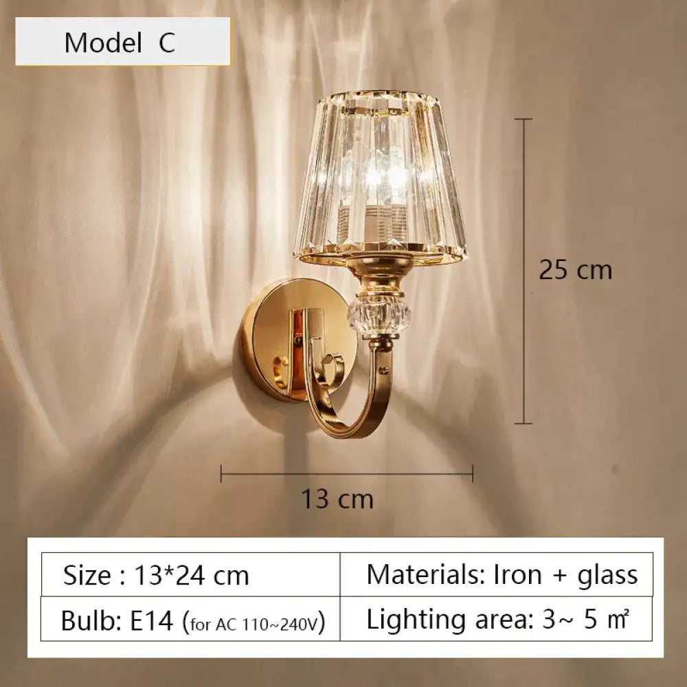 Modern Minimalist Wall Lamp with Glass Shade for Bedside Lighting Living Room Lighting C Wall Light