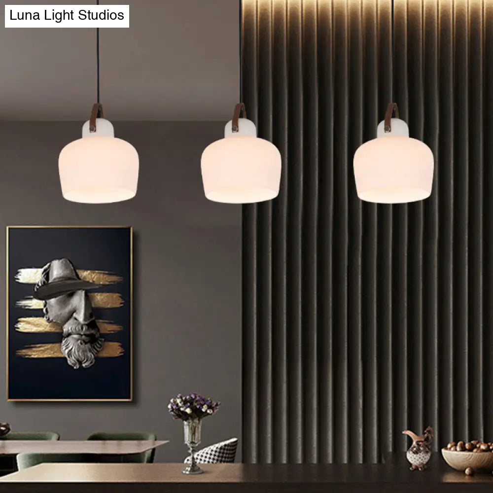 Modern Minimalist White Glass Pendant Lamp - 1 Light Hanging For Living Room