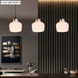 Modern Minimalist White Glass Pendant Lamp - 1 Light Hanging For Living Room