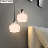 Modern Minimalist White Glass Pendant Lamp - 1 Light Hanging For Living Room