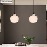 Modern Minimalist White Glass Pendant Lamp - 1 Light Hanging For Living Room