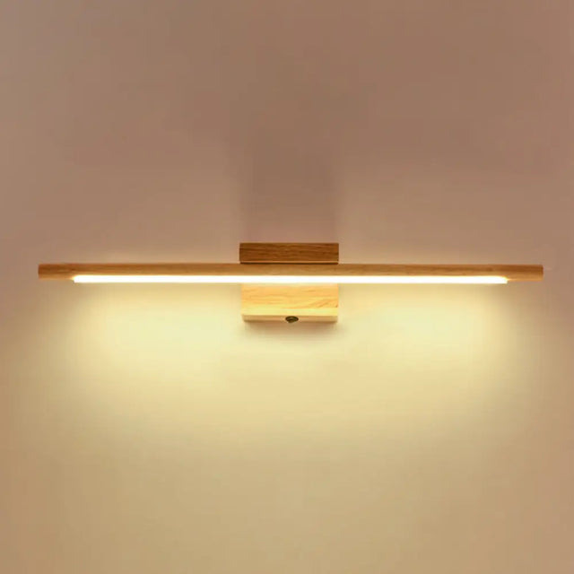 Modern Minimalist Wood Vanity Wall Light - Single Linear Design / Warm