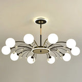 Modern Modo Chandelier With Opal Frosted Glass | Ceiling Hang Light For Sitting Room 10 / Black
