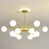 Modern Modo Chandelier With Opal Frosted Glass | Ceiling Hang Light For Sitting Room 12 / Gold Round