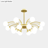 Modern Modo Chandelier With Opal Frosted Glass | Ceiling Hang Light For Sitting Room