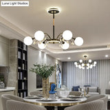 Modern Modo Chandelier With Opal Frosted Glass | Ceiling Hang Light For Sitting Room