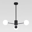 Modern Modo Chandelier With Opal Frosted Glass | Ceiling Hang Light For Sitting Room 3 / Black Round
