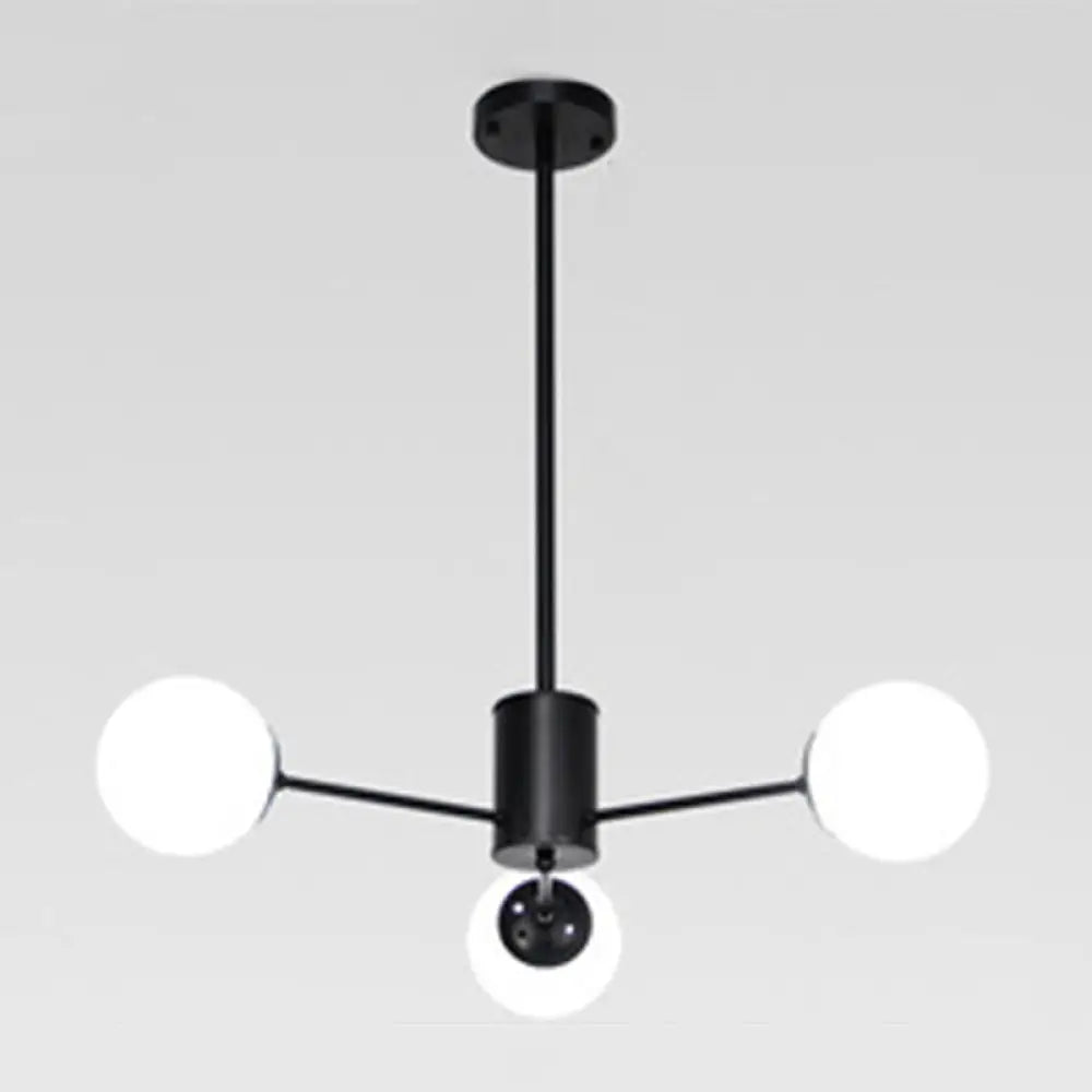 Modern Modo Chandelier With Opal Frosted Glass | Ceiling Hang Light For Sitting Room 3 / Black Round