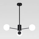 Modern Modo Chandelier With Opal Frosted Glass | Ceiling Hang Light For Sitting Room 3 / Black Round