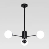 Modern Modo Chandelier With Opal Frosted Glass | Ceiling Hang Light For Sitting Room 3 / Black Round