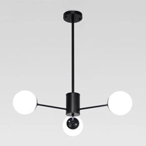 Modern Modo Chandelier With Opal Frosted Glass | Ceiling Hang Light For Sitting Room 3 / Black Round