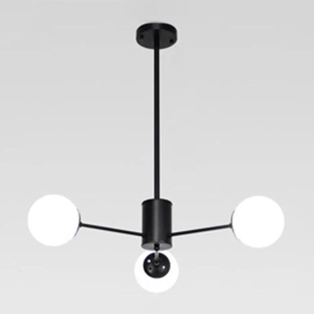 Modern Modo Chandelier With Opal Frosted Glass | Ceiling Hang Light For Sitting Room 3 / Black Round