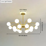 Modern Modo Chandelier With Opal Frosted Glass | Ceiling Hang Light For Sitting Room
