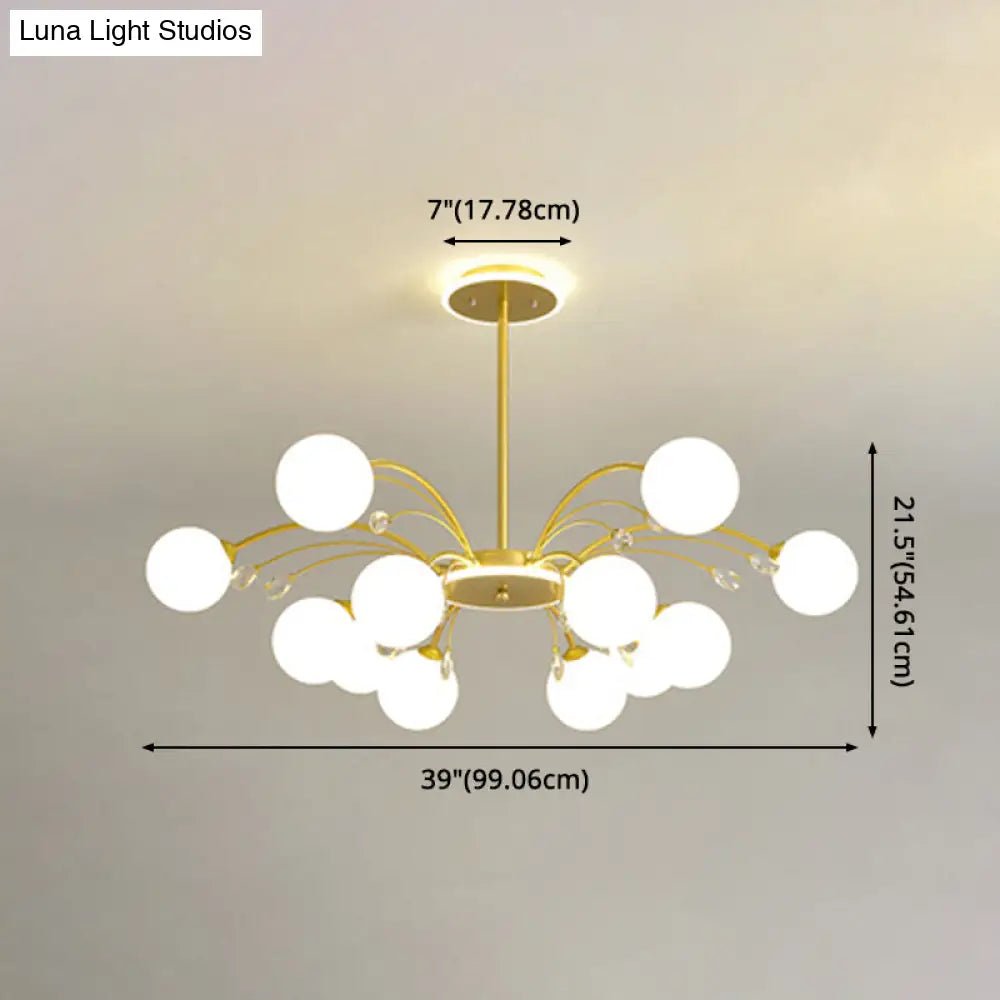 Modern Modo Chandelier With Opal Frosted Glass | Ceiling Hang Light For Sitting Room