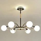 Modern Modo Chandelier With Opal Frosted Glass | Ceiling Hang Light For Sitting Room 6 / Black Round