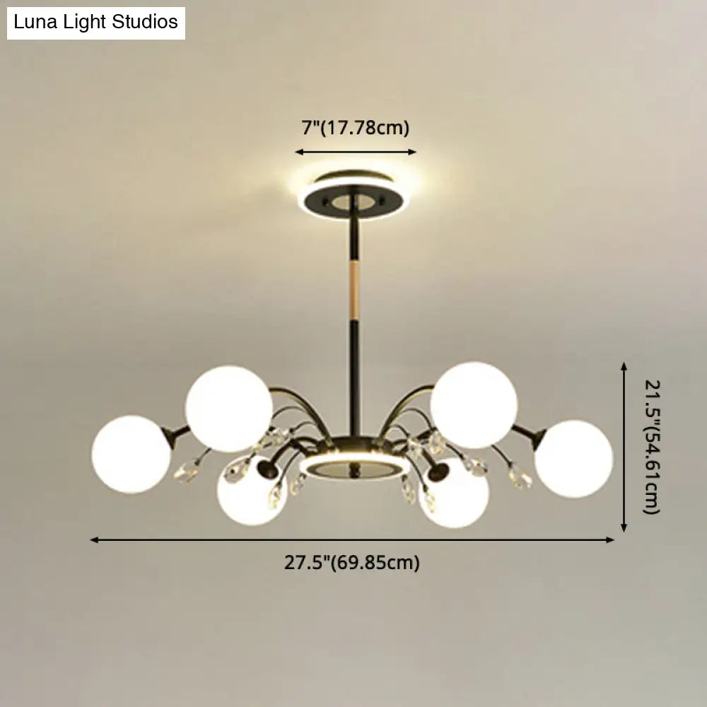 Modern Modo Chandelier With Opal Frosted Glass | Ceiling Hang Light For Sitting Room