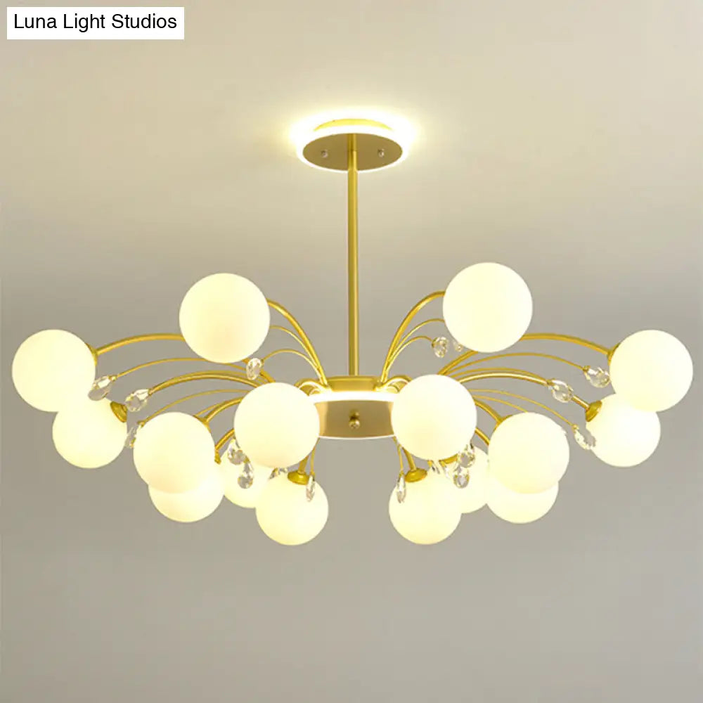 Modern Modo Chandelier With Opal Frosted Glass | Ceiling Hang Light For Sitting Room