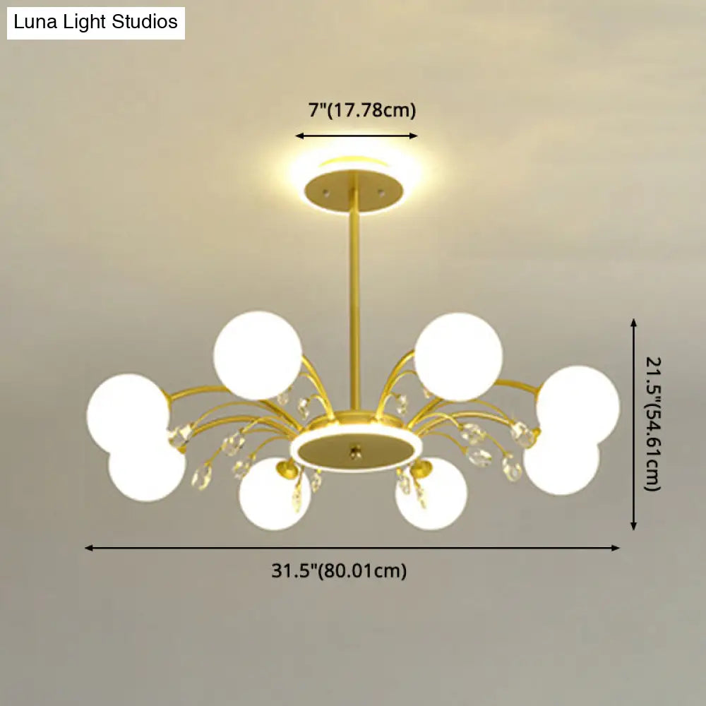 Modern Modo Chandelier With Opal Frosted Glass | Ceiling Hang Light For Sitting Room