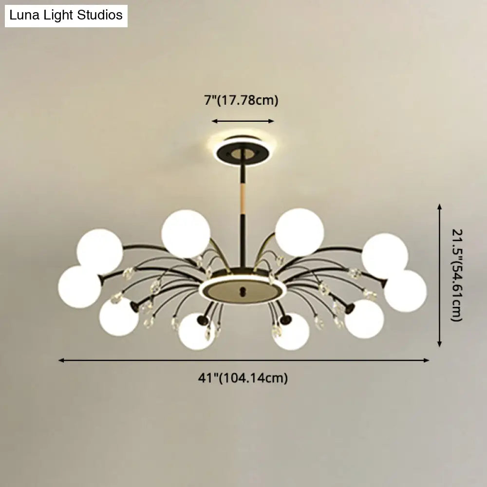 Modern Modo Chandelier With Opal Frosted Glass | Ceiling Hang Light For Sitting Room