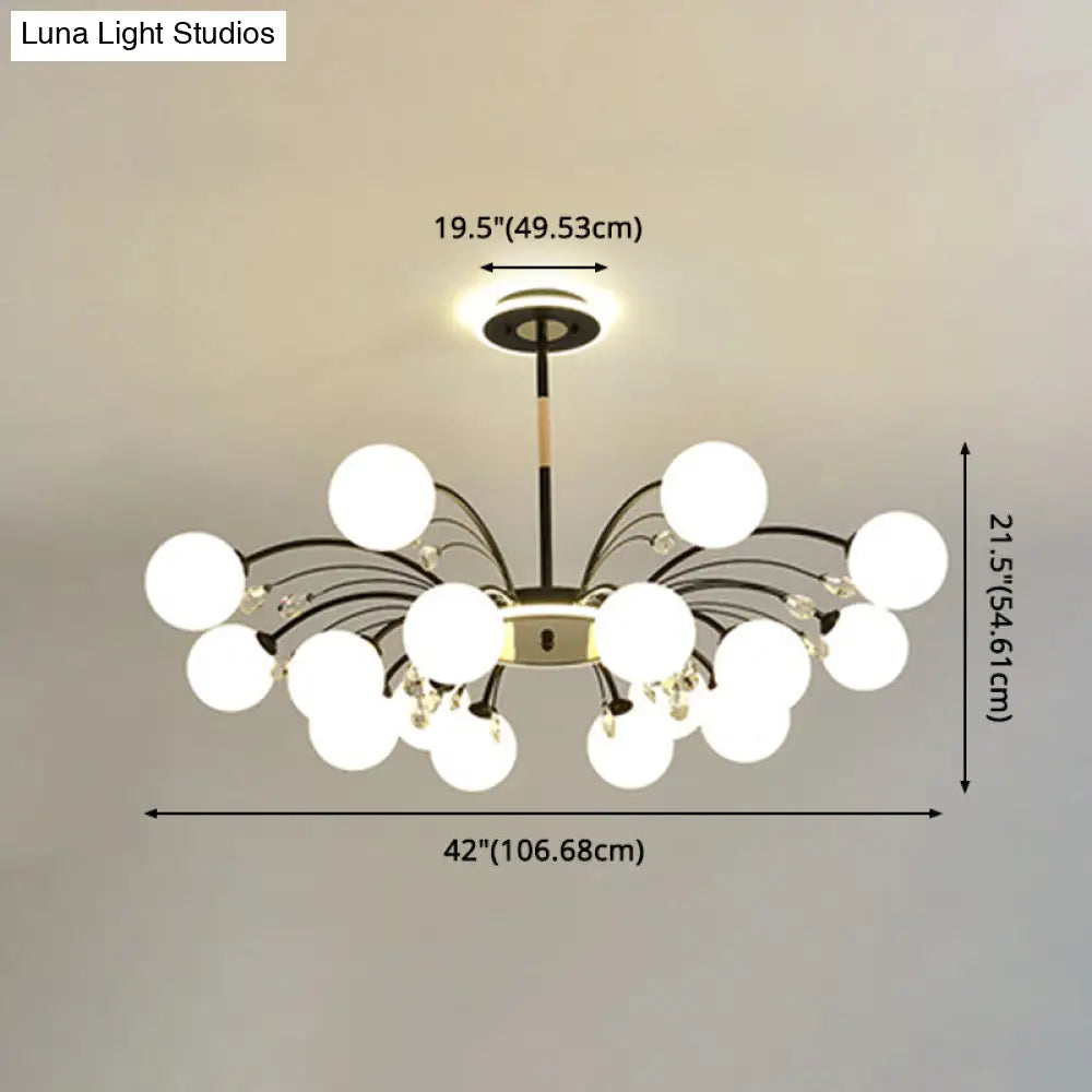 Modern Modo Chandelier With Opal Frosted Glass | Ceiling Hang Light For Sitting Room